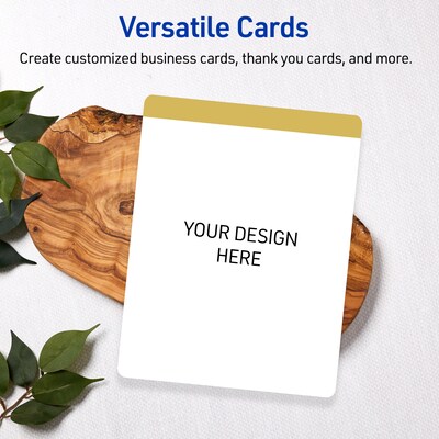 Avery Gold-Dipped Edge Matte Blank Card, White, 20/Pack (S00-DJR)