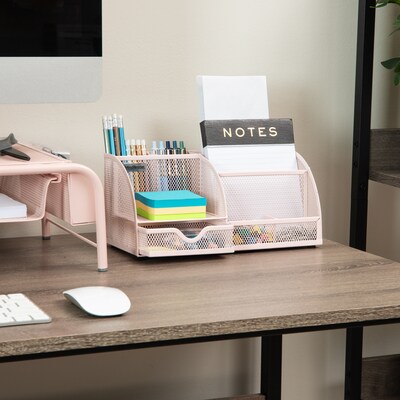 Mind Reader 7-Compartment Metal Desk Organizer, Pink (JOEORG-PNK)