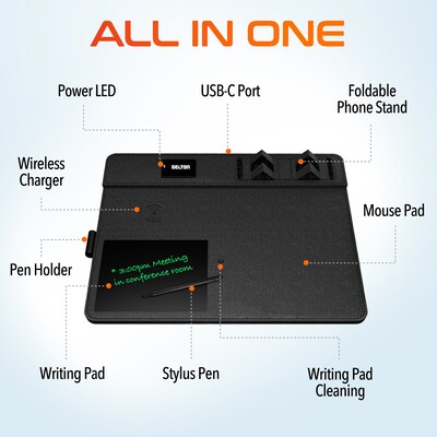 Delton S8/D101 Wireless Optical Mouse and Non-Skid Mouse Pad, Black (DMMPADKIT101)
