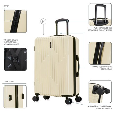 InUSA Drip 24" Hardside Suitcase, 4-Wheeled Spinner, TSA Checkpoint Friendly, Sand (IUDRI00M-SAN)