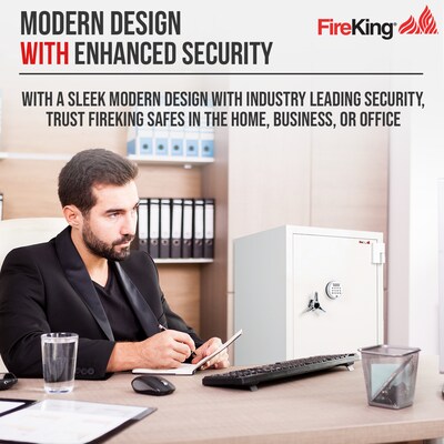 FireKing Fire-Rated Safe with 2-Adjustable Shelves, 3.6 Cu. Ft., White (KF2715-1WHE)