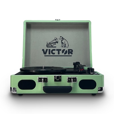 Victor Metro Plus Bluetooth Suitcase Turntable 3-Speed Vinyl Record Player with Speakers, Mint (VSRP-850B-MT)