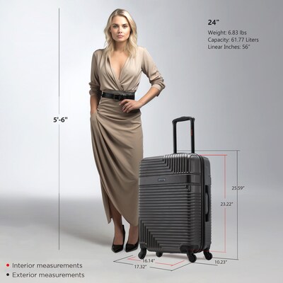 InUSA Resilience 25.59" Hardside Suitcase, 4-Wheeled Spinner, TSA Checkpoint Friendly, Coal (IURES00M-COA)