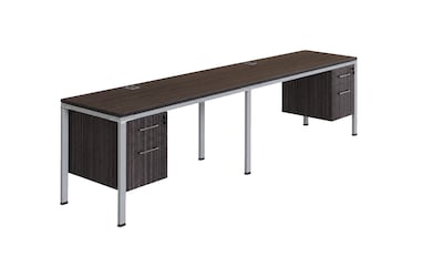 Boss Office Products Simple System 66W Desk with Pedestal, Driftwood, 2/Set  (SGSD006-102)