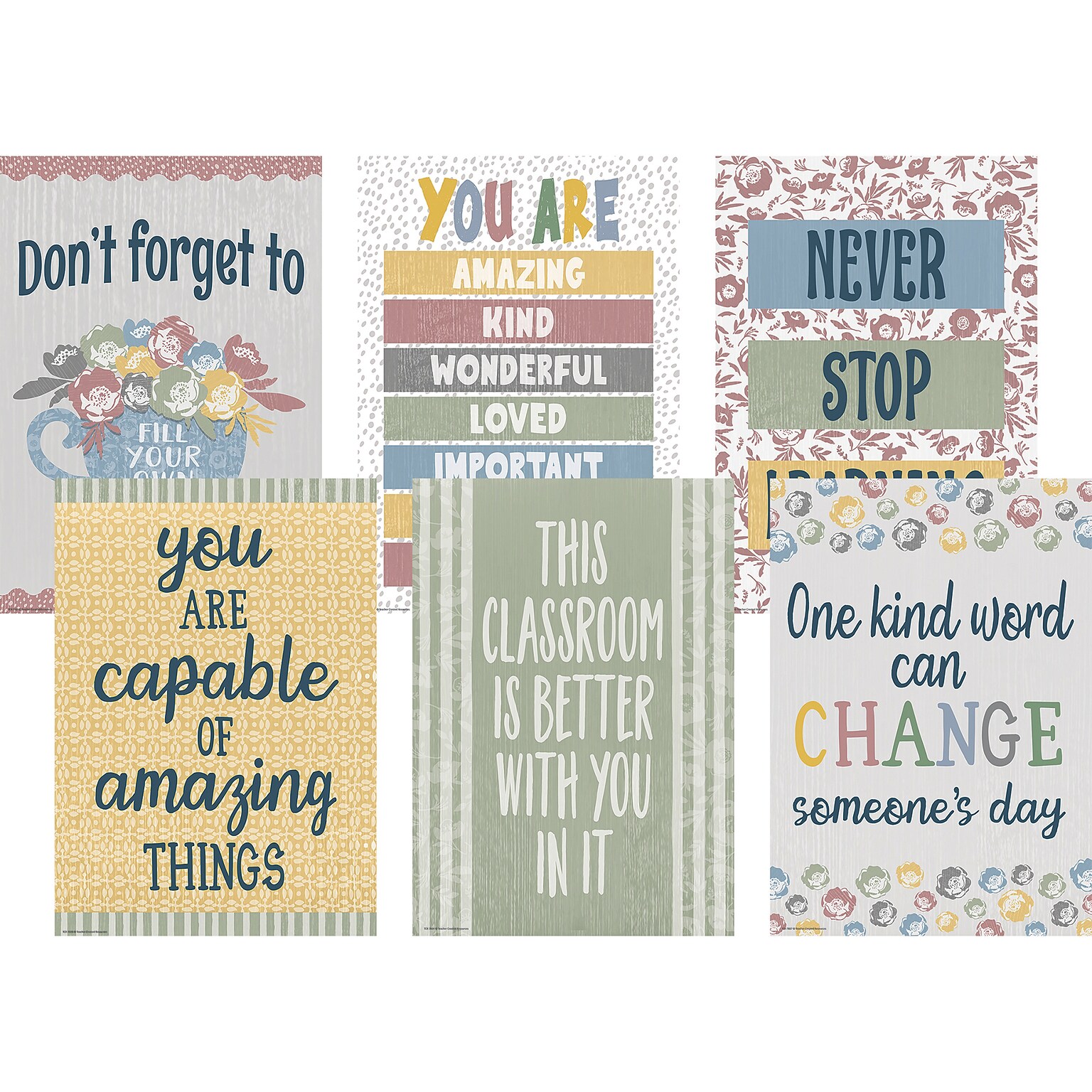 Teacher Created Resources Classroom Cottage Positive Posters, Set of 6 (TCR2088717)