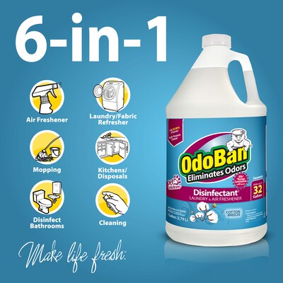 OdoBan Air Freshener & Deodorizer, Cotton Breeze Scent, 1 Gallon (911801-G4)