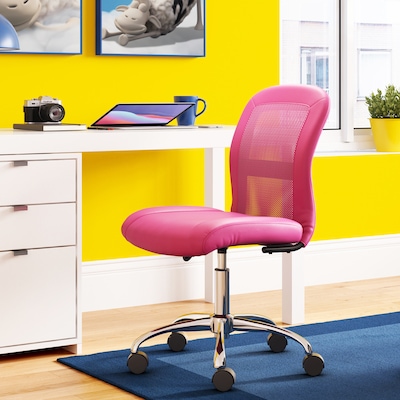 Serta Essentials Armless Ergonomic Bonded Leather/Mesh Swivel Task Chair, Pink (48740E)