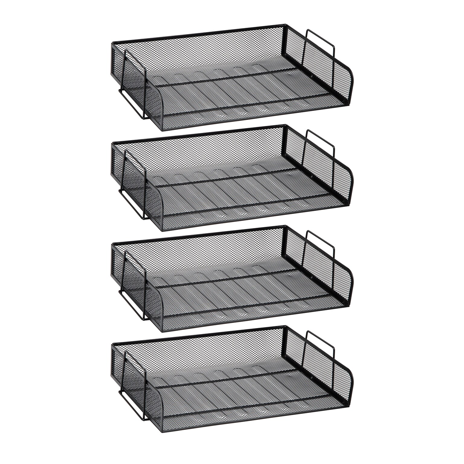 Mind Reader Metal Side Loading Stackable Letter Tray, Letter Size, Black (DSTACK4-BLK)