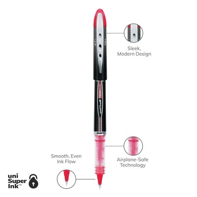 uniball Vision Elite Rollerball Pens, Micro Point, 0.5mm, Red Ink, Dozen (69022)