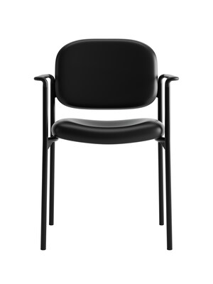 HON Scatter SofThread Leather Guest Chair, Black (BSXVL616SB11)
