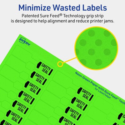 Avery Laser/Inkjet Multipurpose Decorative Edge Labels, 0.5" x 2.5", Neon Green, 3600/Box (94749)