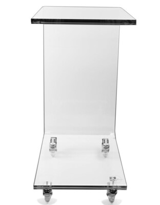 Designstyles Luxurious Acrylic C-Shaped Table on Wheels, Grey Mist (DST-ACTGME)