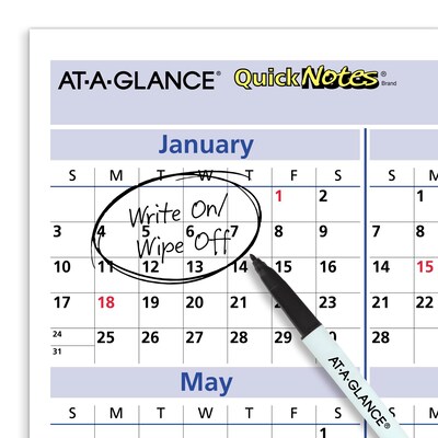 2027 AT-A-GLANCE QuickNotes 16" x 12" Yearly Undated Dry Erase Wall Calendar, Reversible (PM550B-28-27)