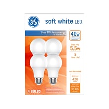 GE 5.5 Watt Soft White LED General-Purpose Bulb, 4/Pack (93131062)