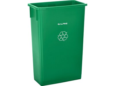 Alpine Industries Polypropylene Commercial Indoor Recycling Bin with Dolly, 23-Gallon, Green (ALP477-GRN-PKD)