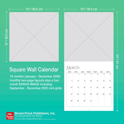 2026 BrownTrout Aurora Borealis 7" x 7" Monthly Wall Calendar (9798330708055)