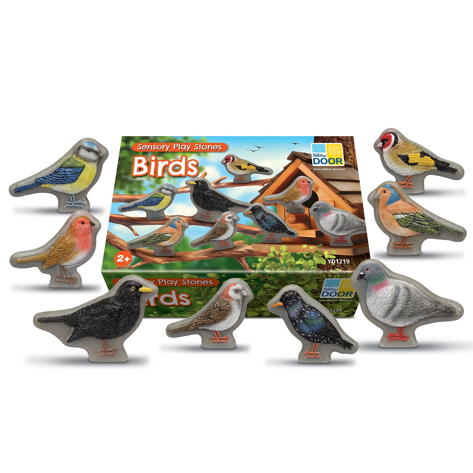 Yellow Door Sensory Play Stones, Birds, Multicolored, 8 Pieces/Set (YUS1219)