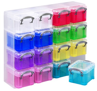 Really Useful Box 0.14 Quart Storage Container with Latching Lid, Plastic, Assorted Colors, Each (0.14 MIXED COLS)