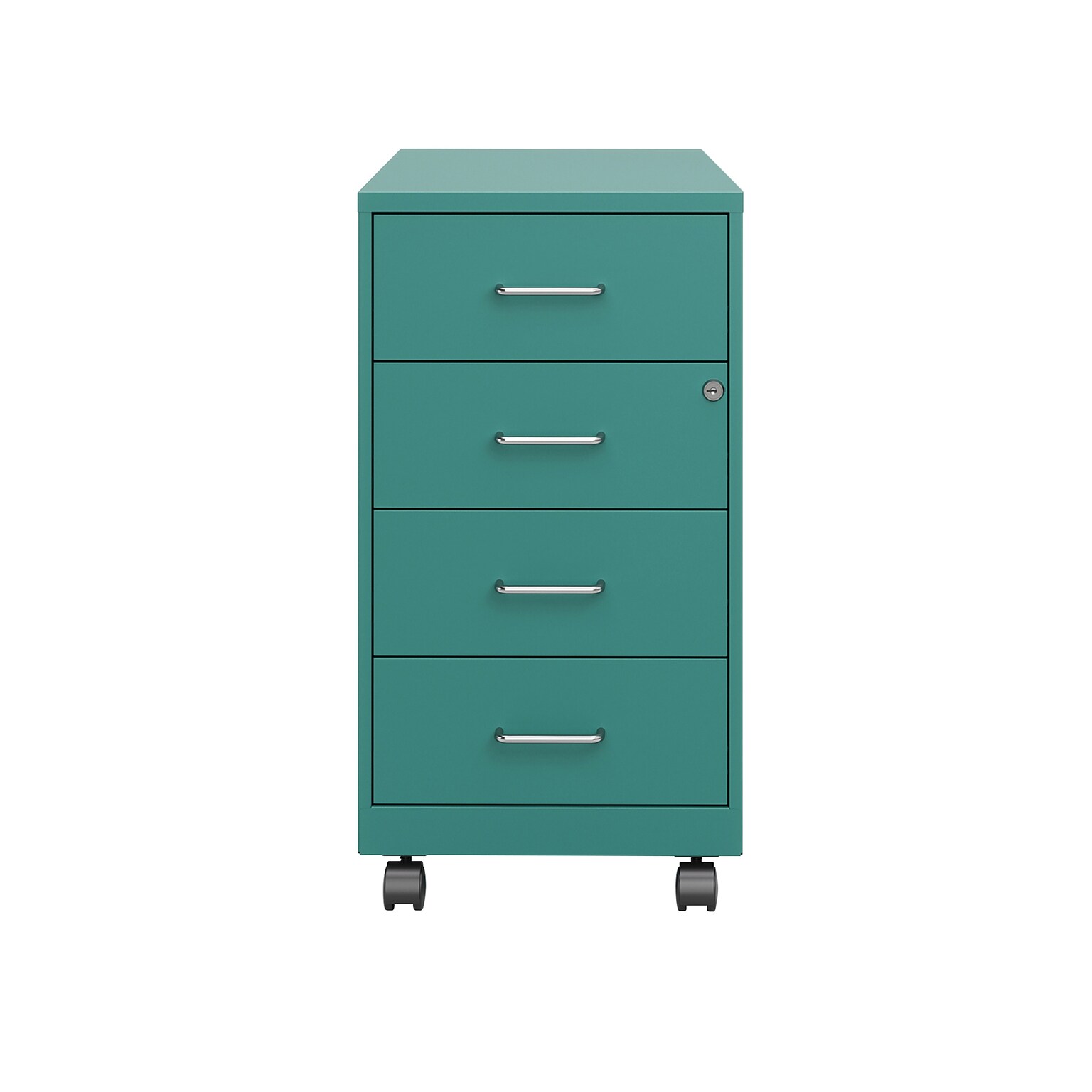 Space Solutions 18 4-Drawer Metal Mobile Organizer, Locking, Teal (25946)