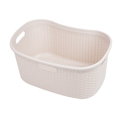 Mind Reader 10.57-Gallon Laundry Basket with Handles, Plastic, Ivory (40LBASK-IVO)