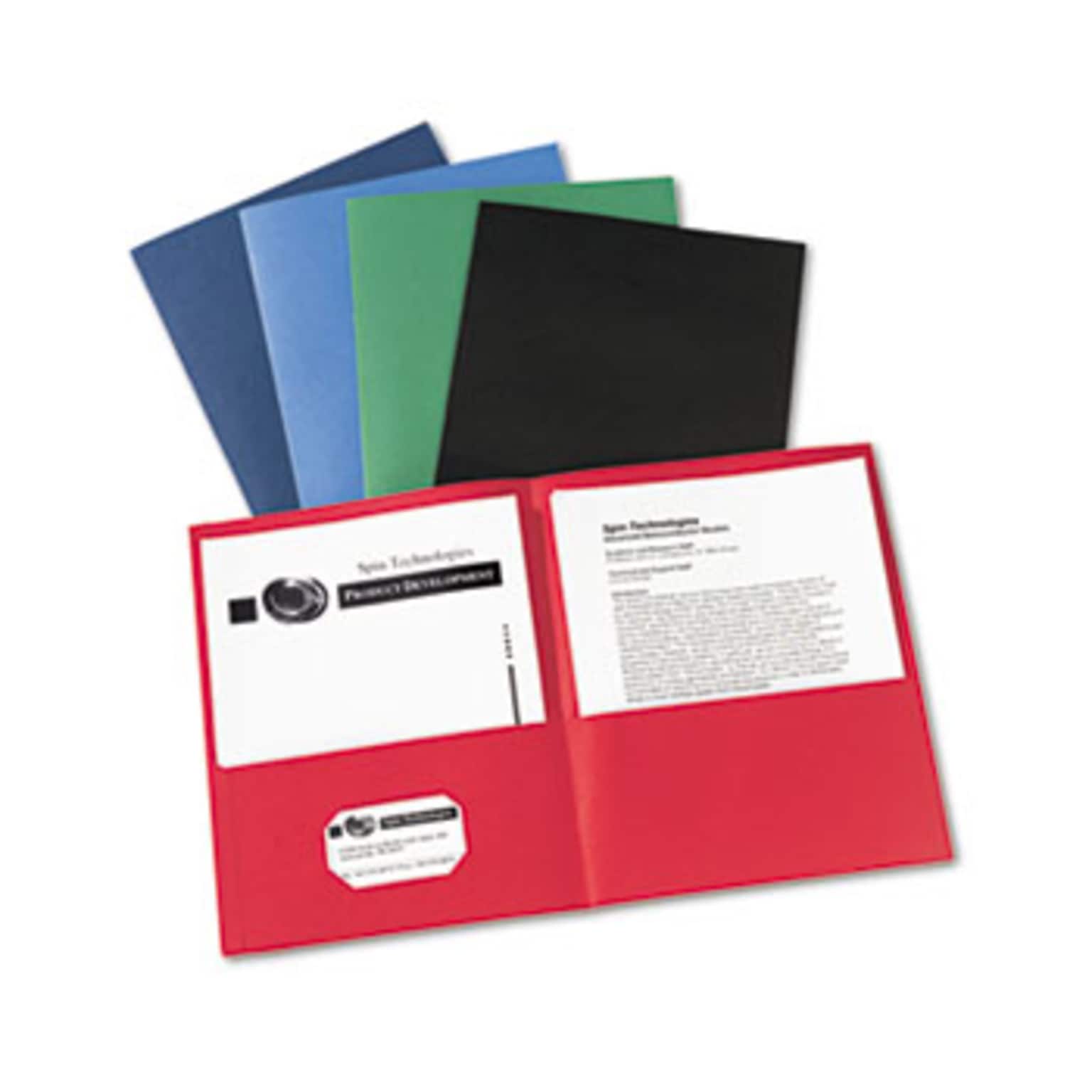 Imperial Two-Pocket Portfolio, Embossed Paper, 100-Sheet Capacity, Assorted Colors, 25/Box (1475AD)