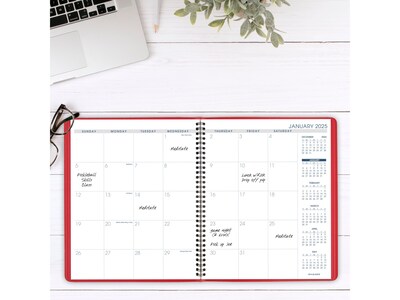 2025 AT-A-GLANCE 9 x 11 Monthly Planner, Faux Leather Cover, Red (70-250-13-25)