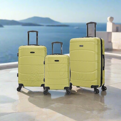 DUKAP Sense 3-Piece Hardside Spinner Carry-On Luggage Set, TSA Checkpoint Friendly, Green (DKSENSML-GRN)