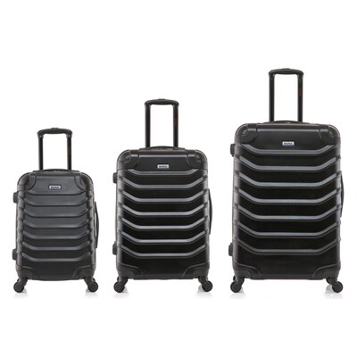 InUSA ENDURANCE 3-Piece Hardside Spinner Carry-On Luggage Set, TSA Checkpoint Friendly, Black (IUENDSML-BLK)