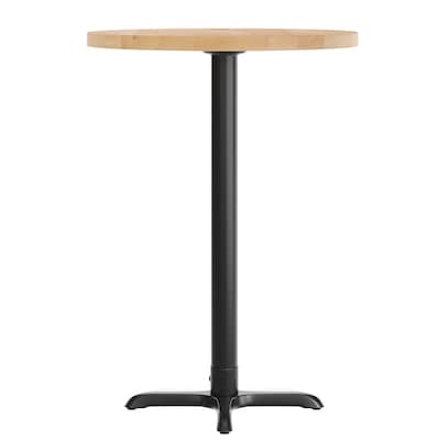 Flash Furniture Bennett 30" Round Wooden Commercial Indoor Table, Natural Top/Black Base (GSFRD30NTT2222B)