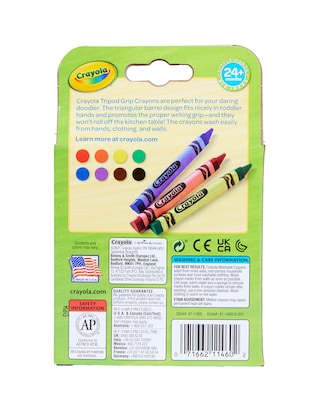 Crayola Washable Triangular Crayon, Assorted Colors, 8/Pack (81-1460)