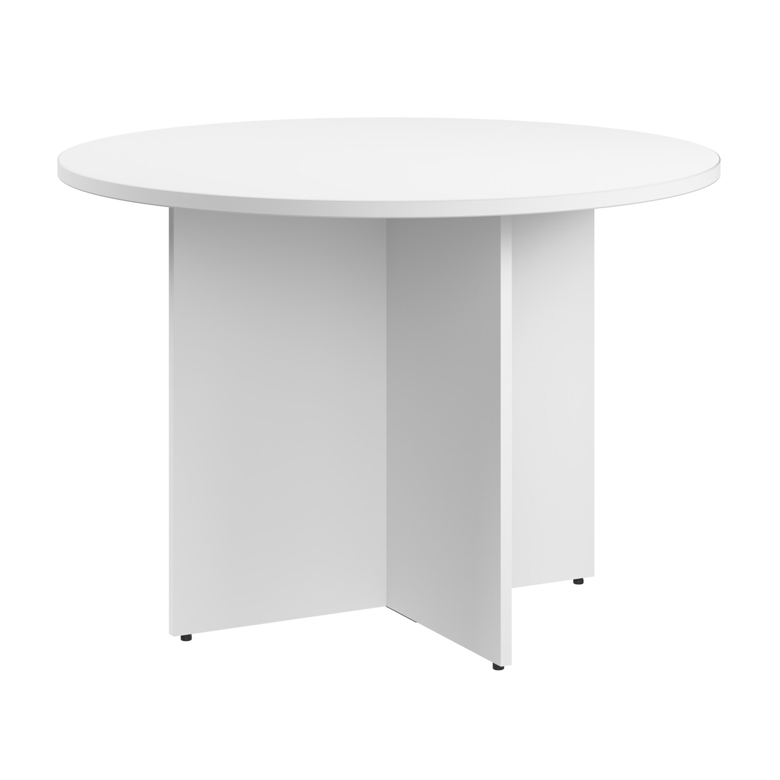 Bush Business Furniture 42W Round Conference Table with Wood Base, White (99TB42RWH)