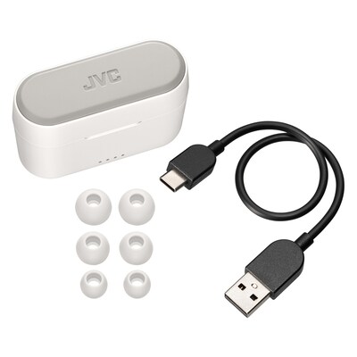 JVC RIPTIDZ True Wireless Earbuds with Charging Case, Bluetooth, White (HAA9TW)
