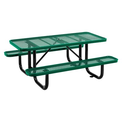 Global Industrial 46" Square Outdoor Steel Picnic Table, Expanded Metal, Green (277151GN)