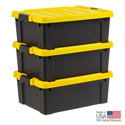 Iris Stor-It-All 47 Quart Storage Container, Plastic, Black, 3/Pack (540015)