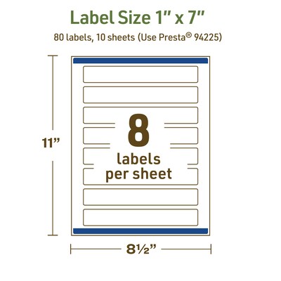 Avery Dissolvable Rectangle Multipurpose Labels, 1" x 7", Off-white, 80/Pack (94225)