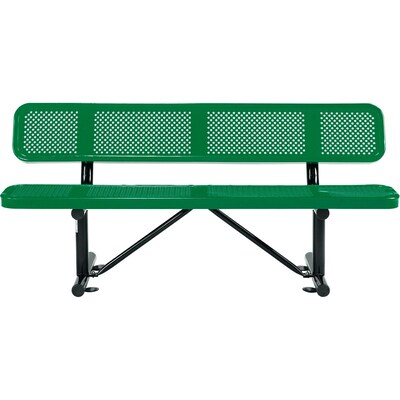 Global Industrial 6 Outdoor Steel Picnic Bench w/ Backrest, Perforated Metal, Green (694557GN)