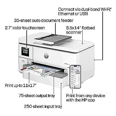 HP OfficeJet Pro 9720 Wireless Color Wide Format All-in-One Inkjet Printer, Best for Office, 3 Months Free Ink (C2XF9A#B1H)