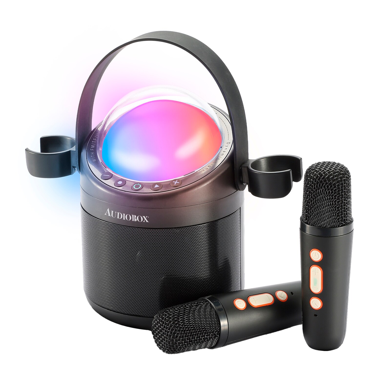 Audiobox Party Light Master Portable Karaoke Bluetooth Speaker with 2 Wireless Microphones, Black (ABK-500)
