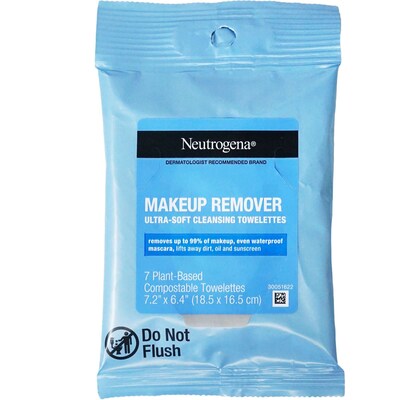 Neutrogena Makeup Remover Wipes, 7 Wipes/Pack, 8 Packs/Bag, 18 Bags/Carton