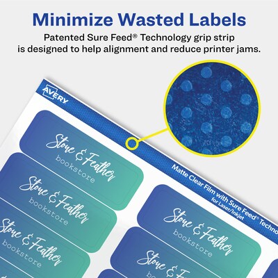Avery Laser/Inkjet Rectangle Multipurpose Labels, 3/4" x 2-1/4", Clear, 300/Pack (94216)