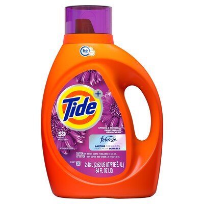 Tide Plus Febreze HE Liquid Laundry Detergent, Spring & Renewal Scent, 59 Loads, 84 oz. (22379)