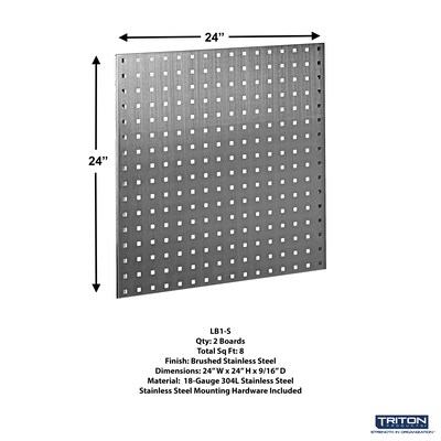 Triton Products LocBoard Stainless Steel Pegboards with 46 pc. LocHook Assortment (LB1-SKit)