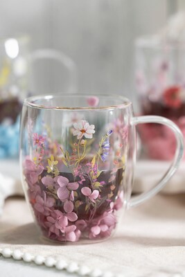 Jeanne Fitz Double Wall Flower Mug, Purple