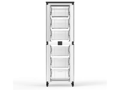 Luxor Mobile 6-Section Stacked Modular Classroom Storage Cabinet, 18.2W x 18.2D, White (MBS-STR-12