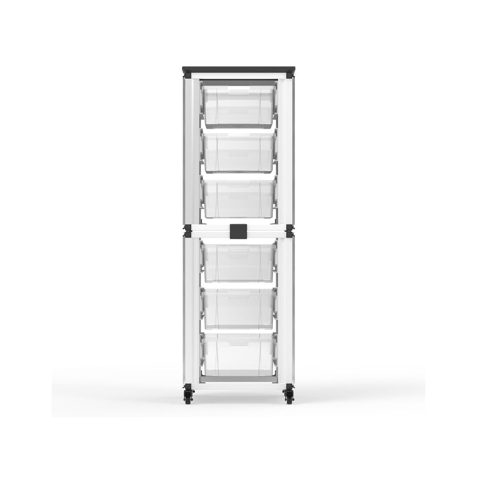 Luxor Mobile 6-Section Stacked Modular Classroom Storage Cabinet, 18.2W x 18.2D, White (MBS-STR-12-6L)