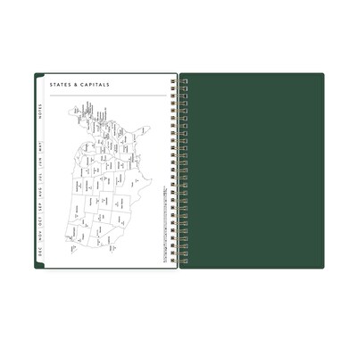 2026 Blue Sky Bespoke Letterpress 8.5" x 11" Calendar Year Weekly & Monthly Planner, Plastic Cover, Deep Forest Green (156225)