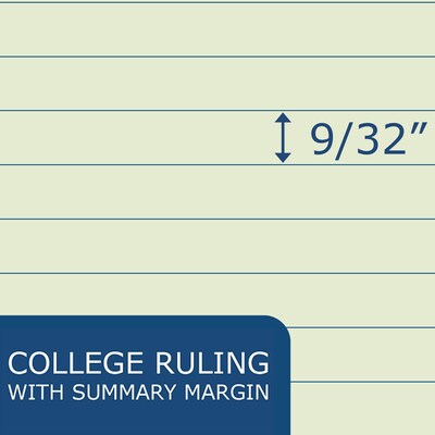 Roaring Spring Paper Products 8.5" x 11" Glued Pads, College Ruled, Green, 50 Sheets/Pad, 36 Pads/Case (95134cs)