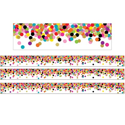 Teacher Created Resources Confetti Straight Rolled Border Trim, 3 x 50 ft., 3 Rolls/Bundle (TCR8952-3)