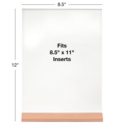 Excello Global Products Generic Holder, 8.5 x 11, Vertical, Desktop/Countertop, Brown Acrylic (SGNH-WB-8511)