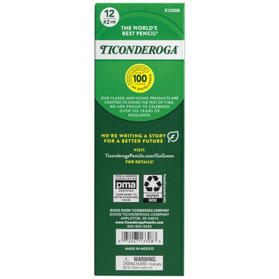 Ticonderoga Beginners Wooden Pencil, 2.2mm, #2 Soft Lead, Dozen (X13308)